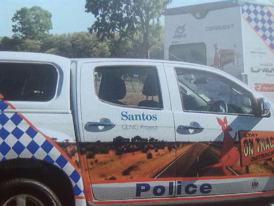 Queensland Police, proudly brought to you by Santos coal seam gas.