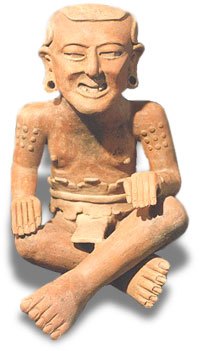 A representation of Huehueteotl, the wind god, circa 500-700 A.D.