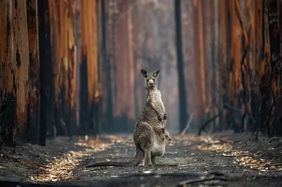 Kangaroo after Australian bushfires