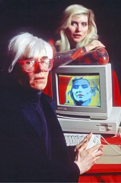 Debbie Harry and Andy Warhol with an Amiga computer