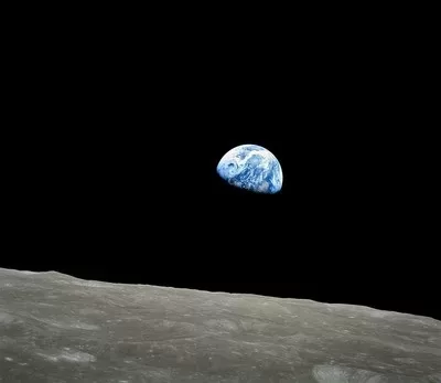 The famous Earthrise photo of Earth from space