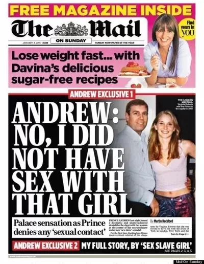 Mail On Sunday front page Epstein and Roberts