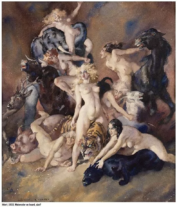 Untitled, Norman Lindsay, 1933, watercolour on board