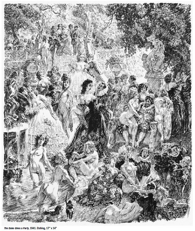 The Duke gives a Party, 1941, Norman Lindsay, etching