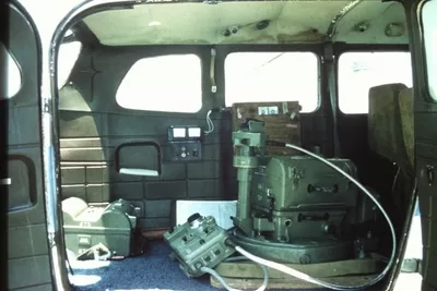 Wild RC-8 aerial survey camera, 9 1/2" square format mounted over a hole in the floor of the aircraft. © 1979 Mark Anning photo. All Rights Reserved.