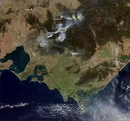 MODIS Rapid Response Terra Satellite image taken 30 April 2018 showing the smoke intensity of the planned burns. NASA 2018