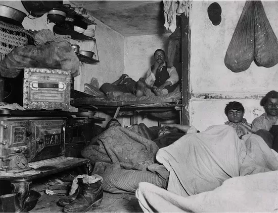Photograph by Jacob Riis for How the Other Half Lives: ‘Lodgers in Bayard Street Tenement, Five Cents a Spot.’