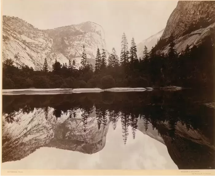 Eadweard Muybridge, Mirror Lake, Valley of the Yosemite, 1872. Albumen silver print. Metropolitan Museum of Art, New York