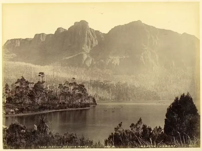 John Beattie, Lake Marion, Du Cane Range (Tasmania), 1890s. Albumen print. The Richard Ledgar Collection of Photographs, 1858–1910, National Library of Australia, Canberra. National Library of Australia