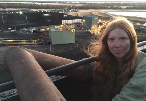 Narrabri underground coal mine, operated by Whitehaven, shut down in 2016 with peaceful action by Hannah Grant, 21. Pic supplied Front Line Action on Coal.