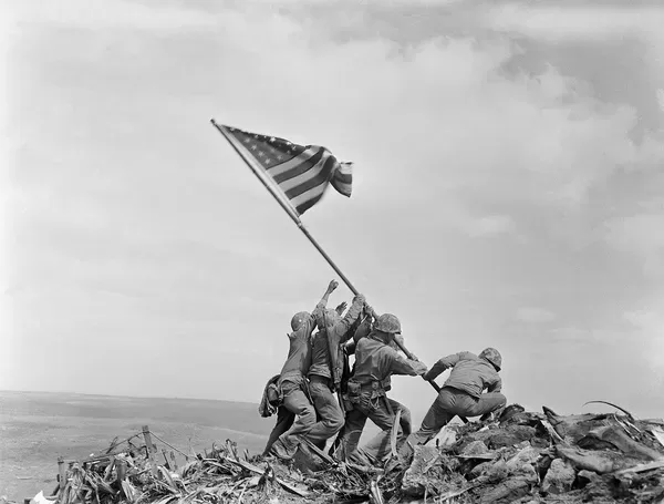 Pulitzer Prize winning World War II photograph by Joe Rosenthal, Raising the flag on Iwo Jima