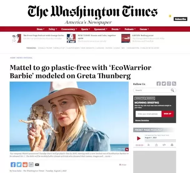 MyCelia EcoWarrior Barbie Washington Post
