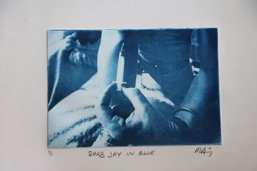 Sun etching, Barb Jay in Blue