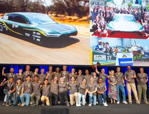Winning team The Sunswift 7, a solar-powered car designed and built by students from UNSW Sydney