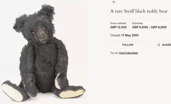 A rare Steiff black teddy bear