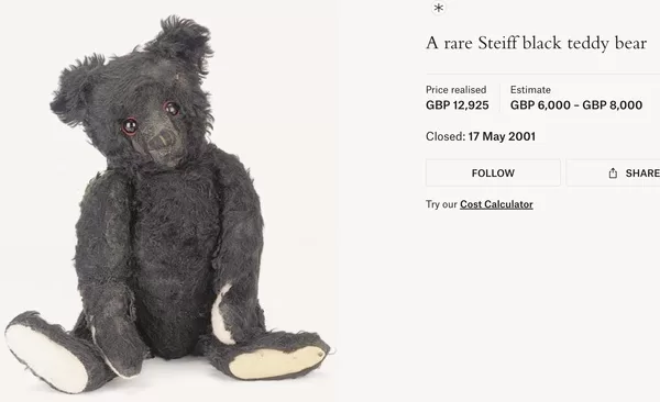 A rare Steiff black teddy bear