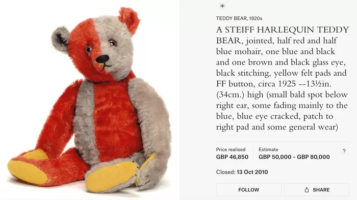 STEIFF HARLEQUIN TEDDY BEAR