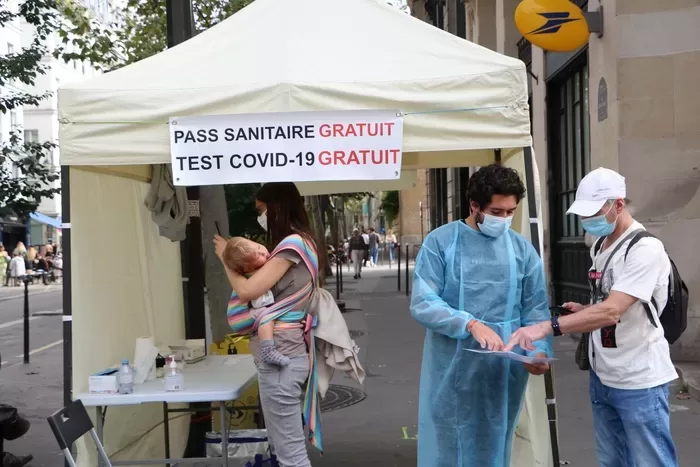Covid testing tent in Paris © 2021 Mark Anning photo