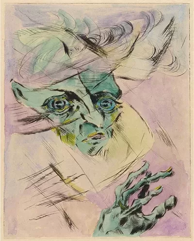 Walter Gramatté Die grosse Angst (Selbstportrat, Kopf im Halbprofil nach rechts), 1918