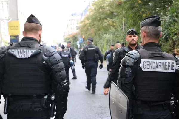 Gendarmes at Covid protest in Paris © 2021 Mark Anning photo