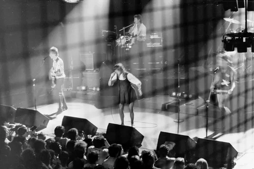 Chrissie Amphlett sings during a performance by Divinyls at Selinas, Coogee Bay © 1983 Mark Anning photo