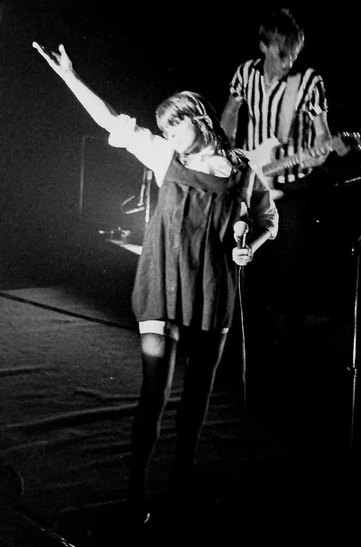 Chrissie Amphlett sings during a performance by Divinyls at Selinas, Coogee Bay © 1983 Mark Anning photo