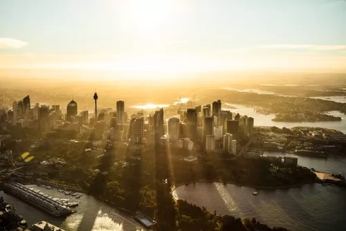 Sunset Sydney aerial photo