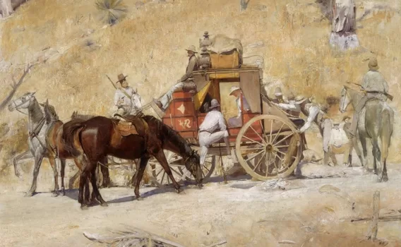 Bail Up by Tom Roberts - Cobb & Co coach