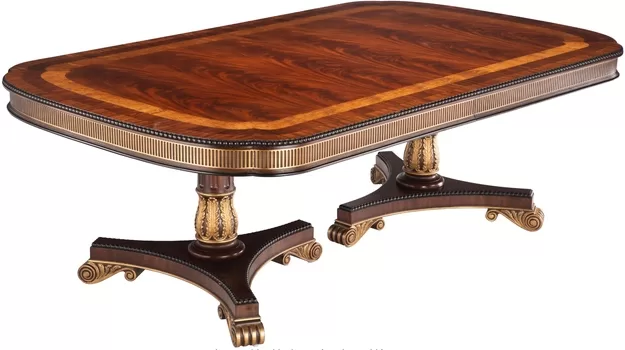 French Régence Directoire-Style Mahogany and Parcel Gilt Dining Table