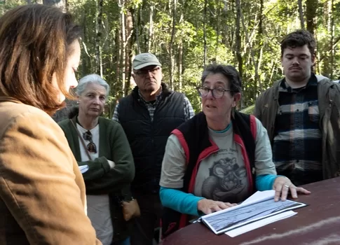 Dr Sophie Scamps, Susie Russell and Dr Ken Henry in Bulga Forest