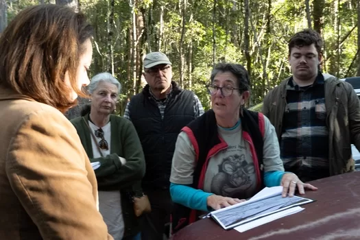 Dr Sophie Scamps, Susie Russell and Dr Ken Henry in Bulga Forest