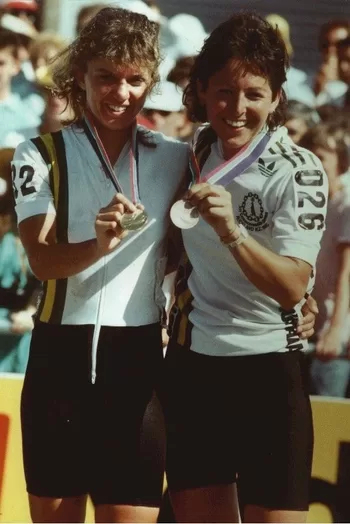 Kathryn Watt, gold and Kathleen Shannon, silver in the road race cycling