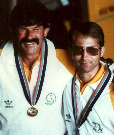 Phillip Adams and Ben Sandstrom with their Gold and Silver Medals in the Men's Free Pistol