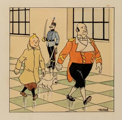 Hergé (Georges Rémi) Les Aventures de Tintin, Le Sceptre d'Ottokar Cover Original Art (Le Petit Vingtième, 02-16-1939).