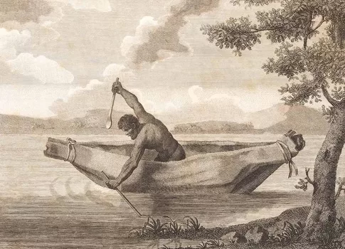 An engraving by Samuel John Neele, based on James Grant’s depiction of ‘Pimbloy,’ is believed to be the only known representation of Pemulwuy. National Museum of Australia