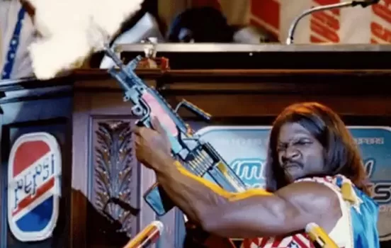 President Dwayne Elizondo Mountain Dew Herbert Camacho gives his State of the Union address in the movie "Idiocracy"