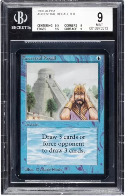 Magic: The Gathering Alpha Edition Ancestral Recall BGS 9 (Wizards of the Coast 1993)