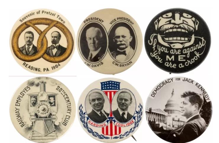 US political campaign buttons